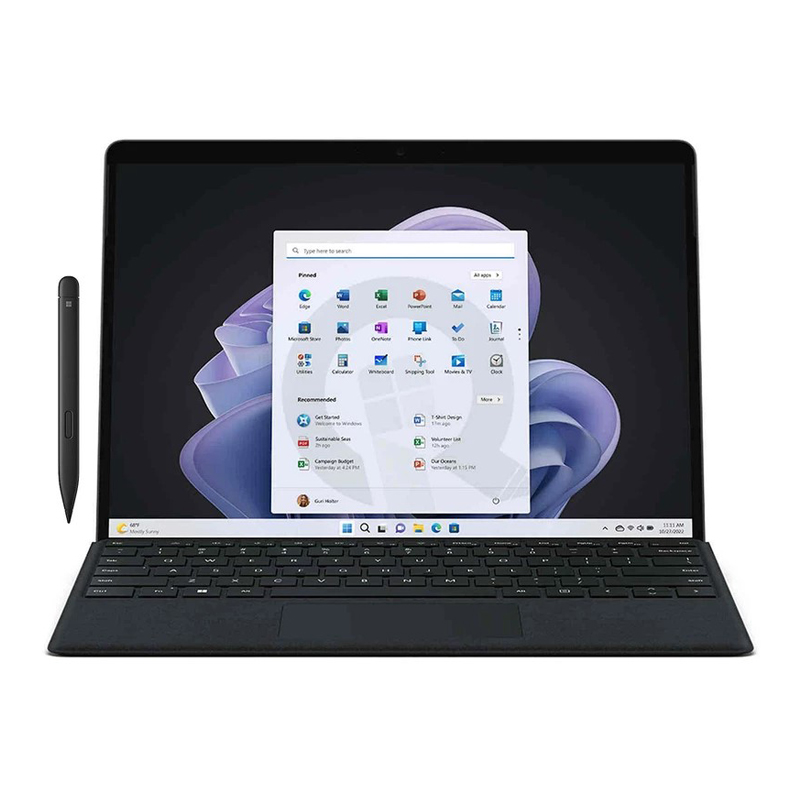 تبلت مایکروسافت مدل Surface Pro 9-i5 1235U ظرفیت 256 گیگابایت و رم 8 گیگابایت به همراه کیبورد Signature Black و قلم Slim Pen 2