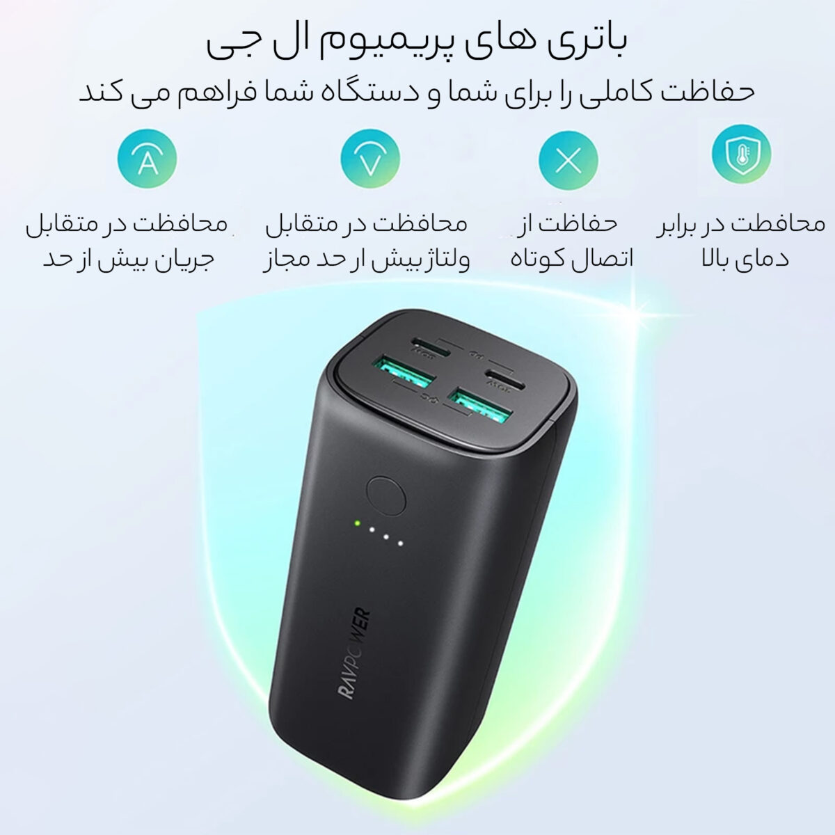 پاوربانک راوپاور مدل RP-PB208 ظرفیت 20000 میلی آمپر ساعت