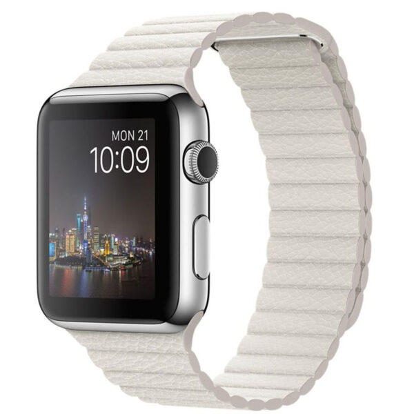 ساعت هوشمند اپل واچ مدل 42mm Steel Case with Large White Leather Loop Band