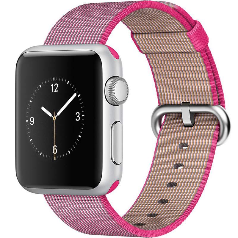 ساعت هوشمند اپل واچ مدل 38mm Silver Aluminum Case With Pink Woven Nylon Band