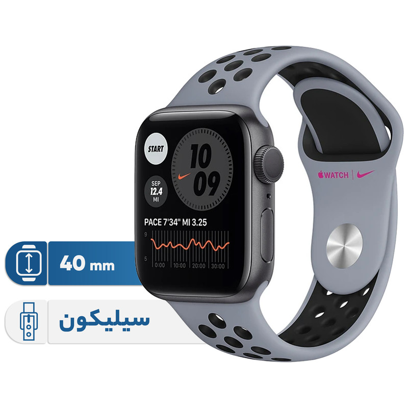 ساعت هوشمند اپل واچ سری 6 مدل 40mm Aluminum Case with Nike Sport silicone Band