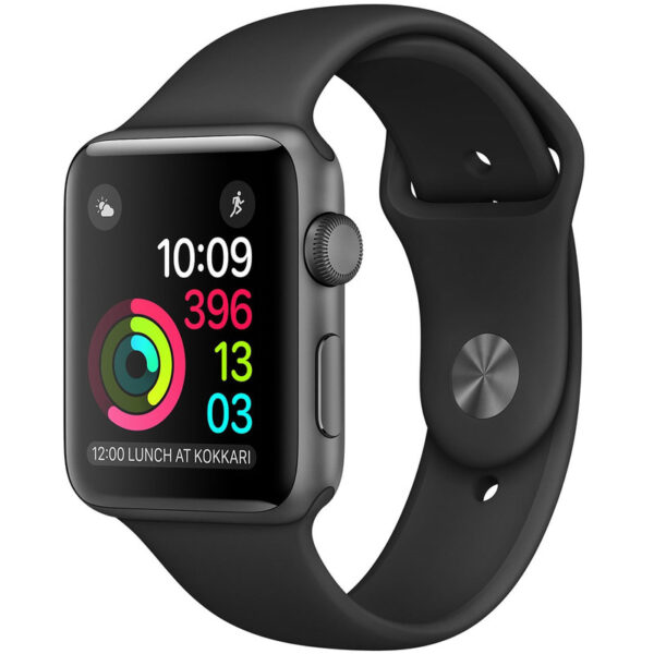 ساعت هوشمند اپل واچ سری 2 مدل 42mm Aluminum Case with Black Sport Silicone Band