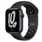 ساعت هوشمند اپل مدل  Series 7 45mm Aluminum Case with Nike Sport Band دارای قابلیت های صفحه نمایش لمسی بند سیلیکون