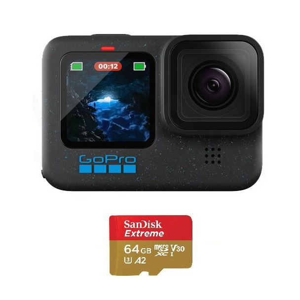 دوربین فیلم برداری ورزشی گوپرو مدل Hero 12 به همراه کارت حافظه sandisk micro SD 64GB Extreme