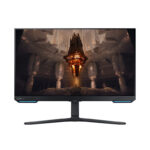 مانیتور گیمینگ هوشمند 32 اینچ سامسونگ مدل Odyssey G70B LS32BG702EM، رزولوشن 4K UHD، پنل IPS، نرخ بروزرسانی 144 هرتز، با نسبت تصویر 16:9، دارای اسپیکر داخلی، دارای پورت HDMI و DisplayPort