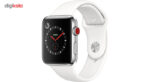 ساعت هوشمند اپل واچ سری 3 سلولار مدل 42mm Stainless Steel Case with Soft White Sport Silicon Band