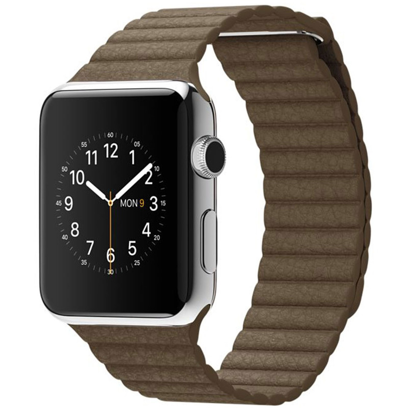 ساعت هوشمند اپل واچ مدل 42mm Steel Case With Light Brown Leather Loop Band