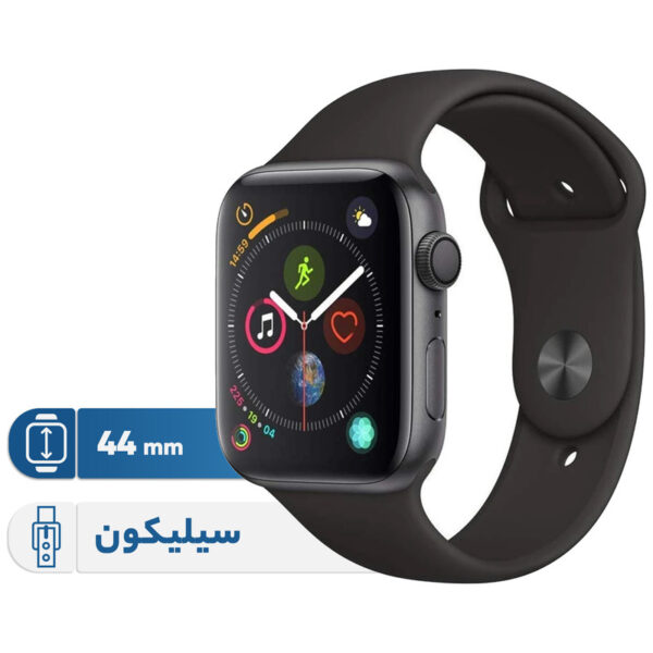 ساعت هوشمند اپل واچ سری 5 مدل 44m Aluminum Case Black Sport Silicon Band