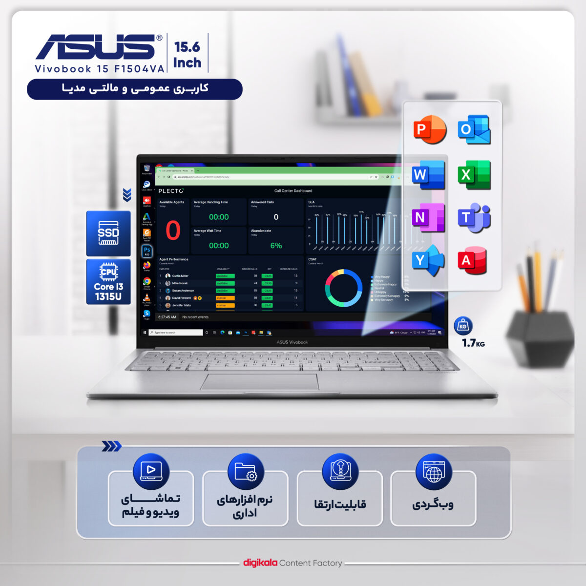 لپ تاپ 15.6 اینچی ایسوس مدل VivoBook 15 F1504VA-NJ828-i3 1315U 8GB 512SSD - کاستوم شده