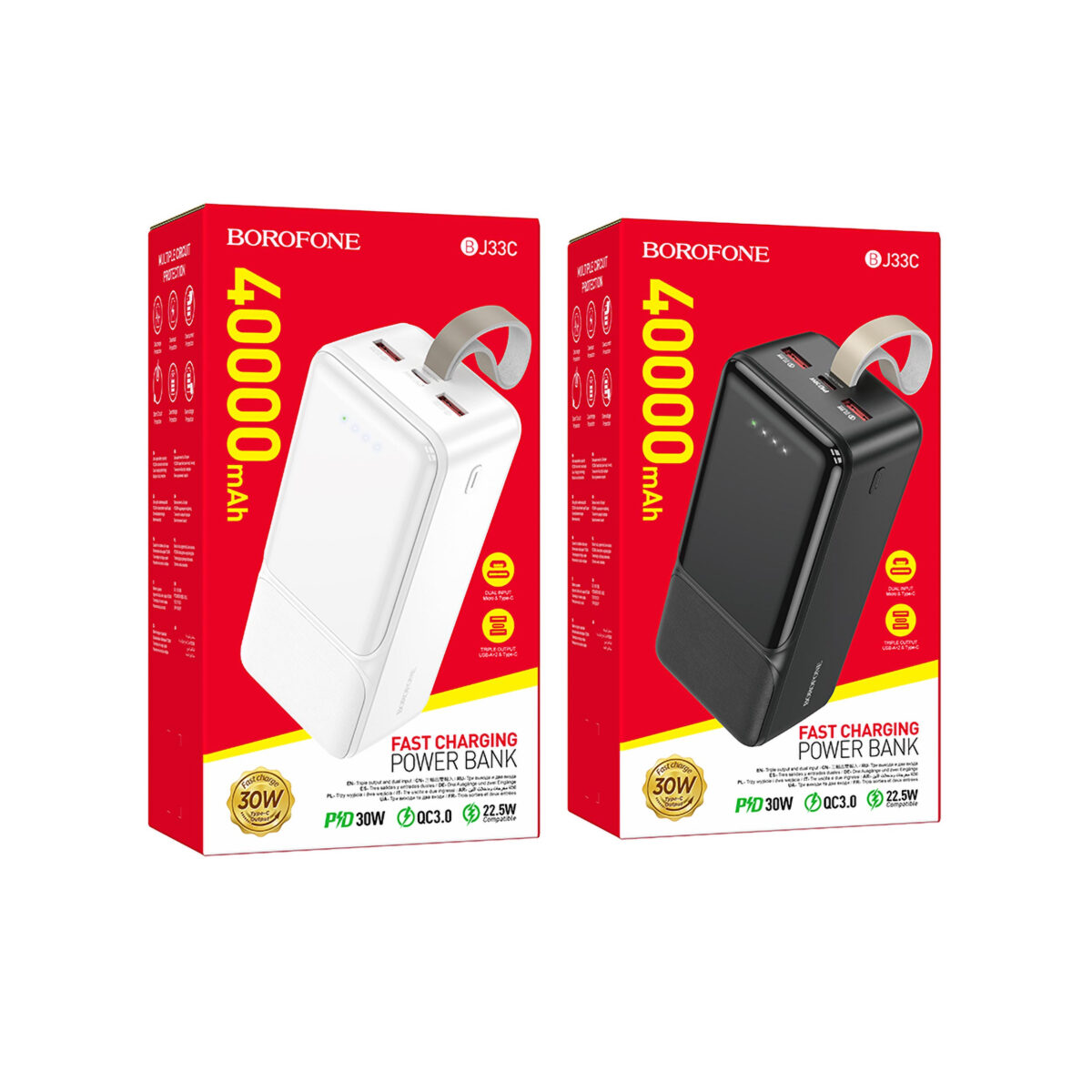 پاوربانک بروفون مدل BJ33C 30W ظرفیت 40000 میلی آمپر ساعت