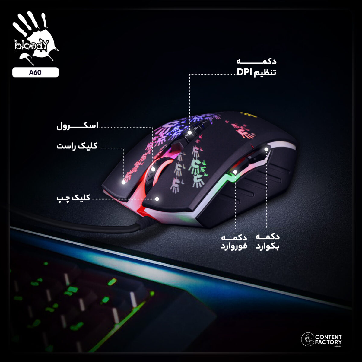 ماوس مخصوص بازی بلادی مدل A60