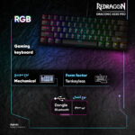 کیبورد گیمینگ ردراگون مدل DRACONIC K530 PRO، سوییچ مکانیکال قهوه‌ای، Tenkeyless، نورپردازی RGB