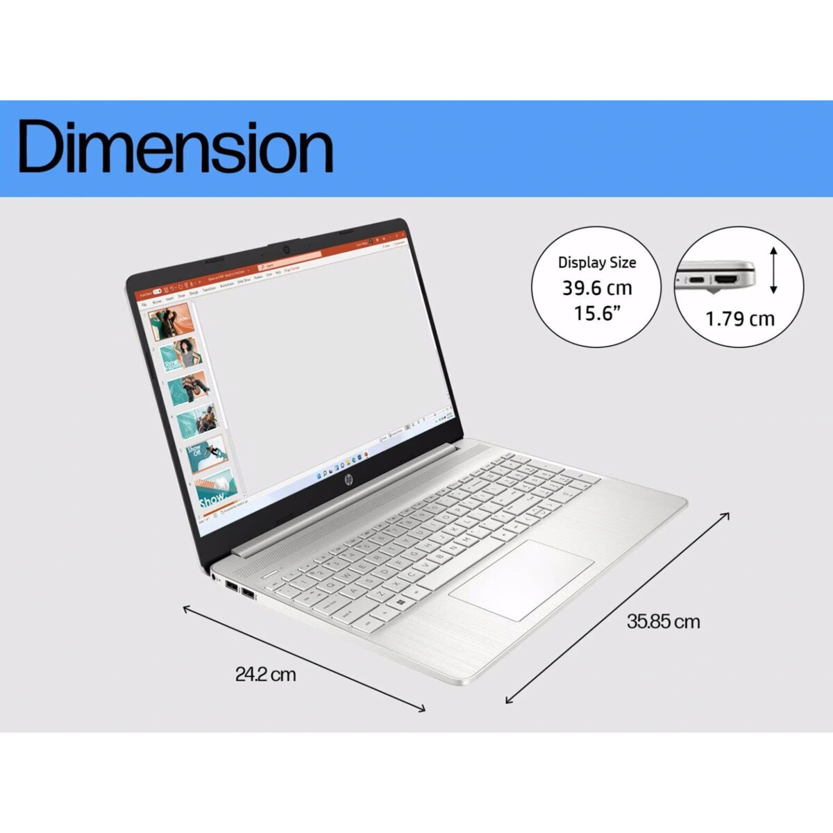 لپ تاپ 15.6 اینچی اچ‌ پی مدل 15s-FQ0008nia-Celeron N4120-8GB DDR4-512GB SSD-SVA