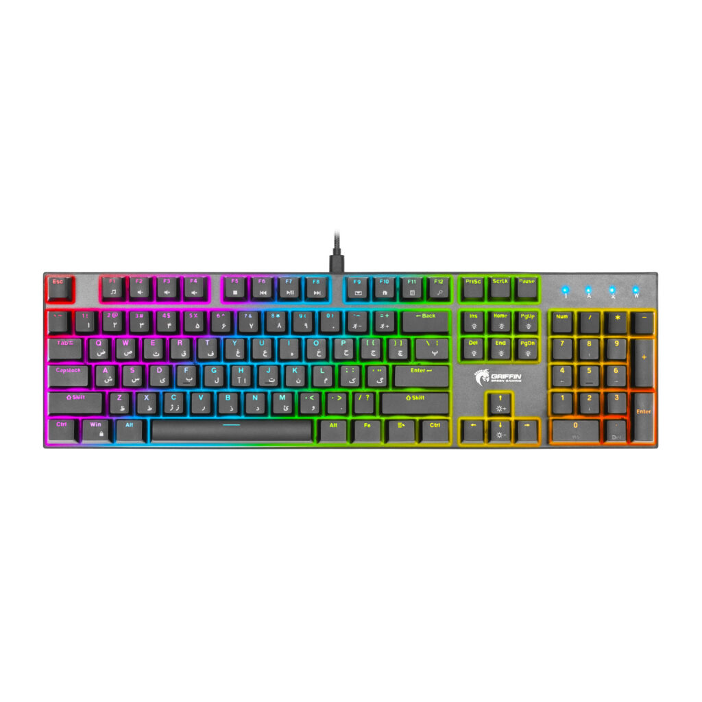 کیبورد گیمینگ گرین مدل GK802-RGB، مکانیکال سوییچ آبی، Full-Size، نورپردازی RGB