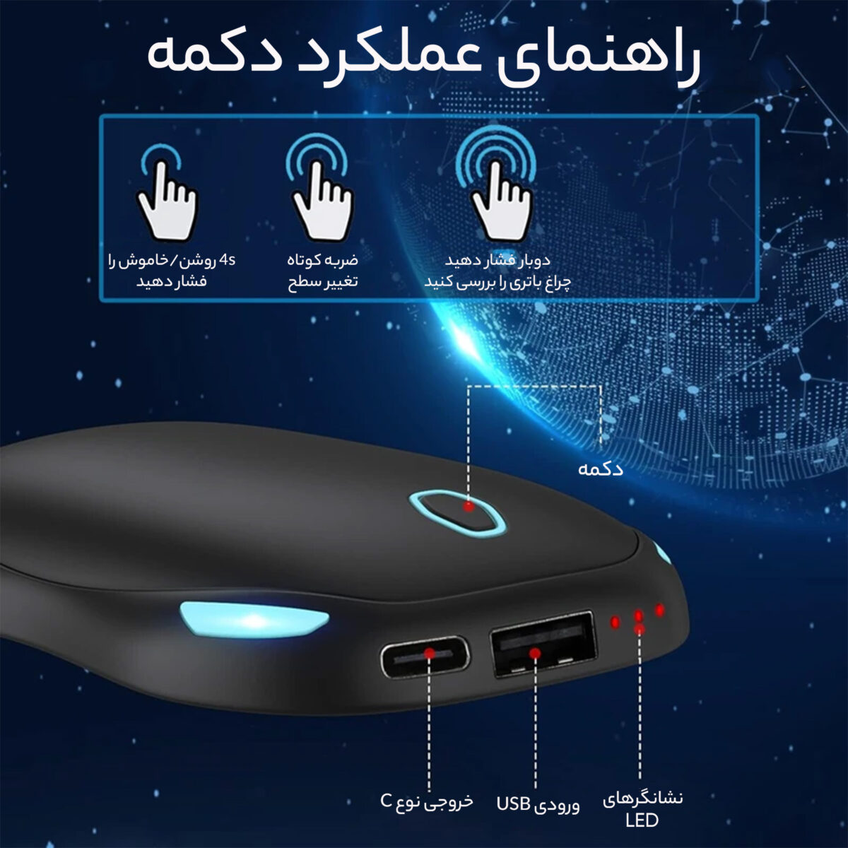 پاوربانک مدل OT-91 ظرفیت 5000 میلی آمپر ساعت بسته 2 عددی