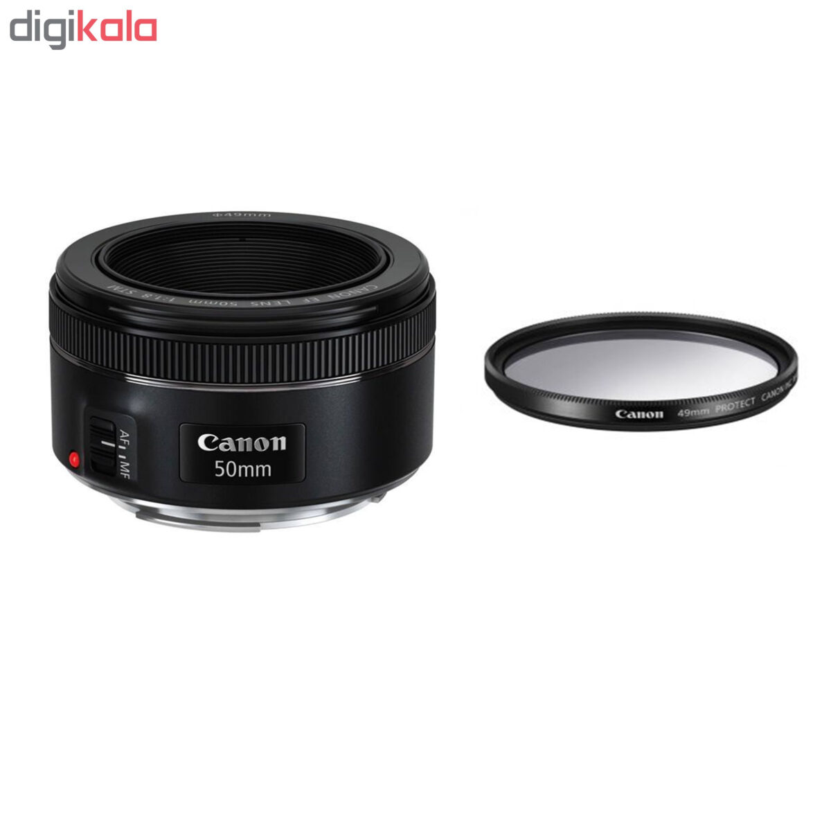 لنز کانن مدل EF 50mm f/1.8 STM به همراه فیلتر لنز یو وی 49 کانن