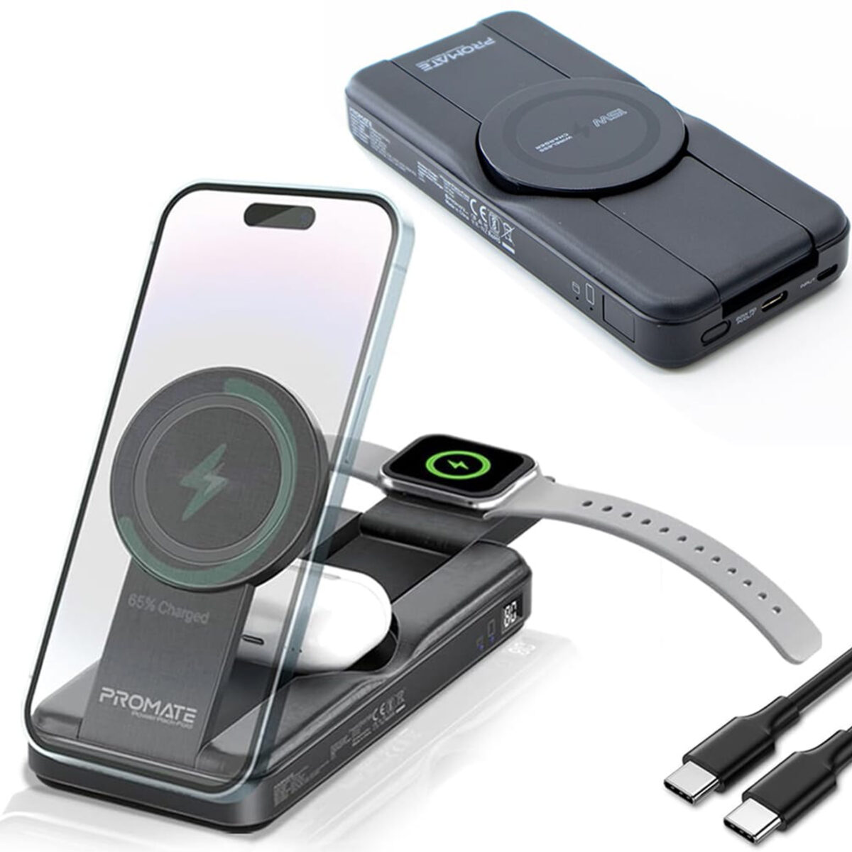 پاوربانک پرومیت مدل POWERPACK-FOLD به ظرفیت 10000 میلی آمپرساعت