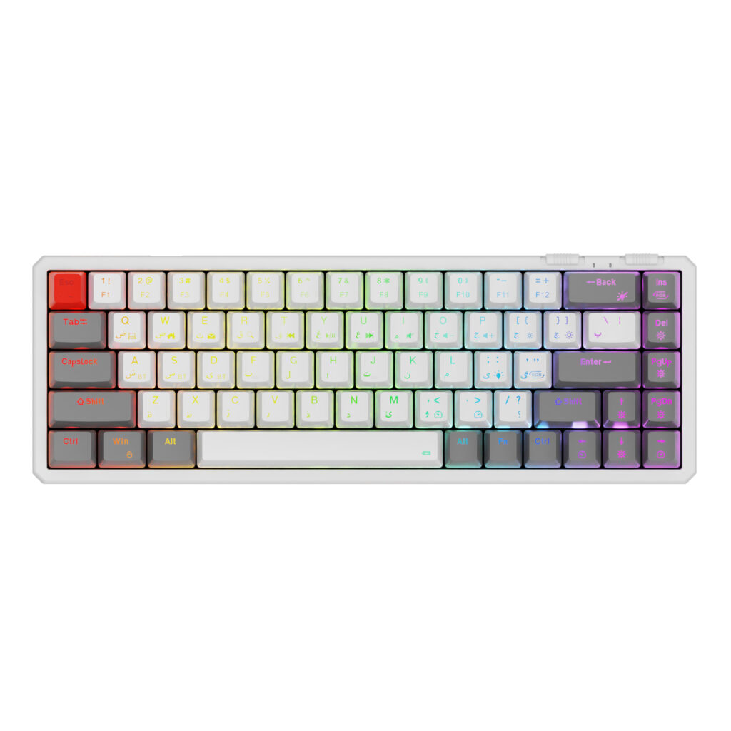 کیبورد گیمینگ فاطر مدل KCR-8000B، مکانیکال سوییچ قرمز، Tenkeyless، نورپردازی RGB