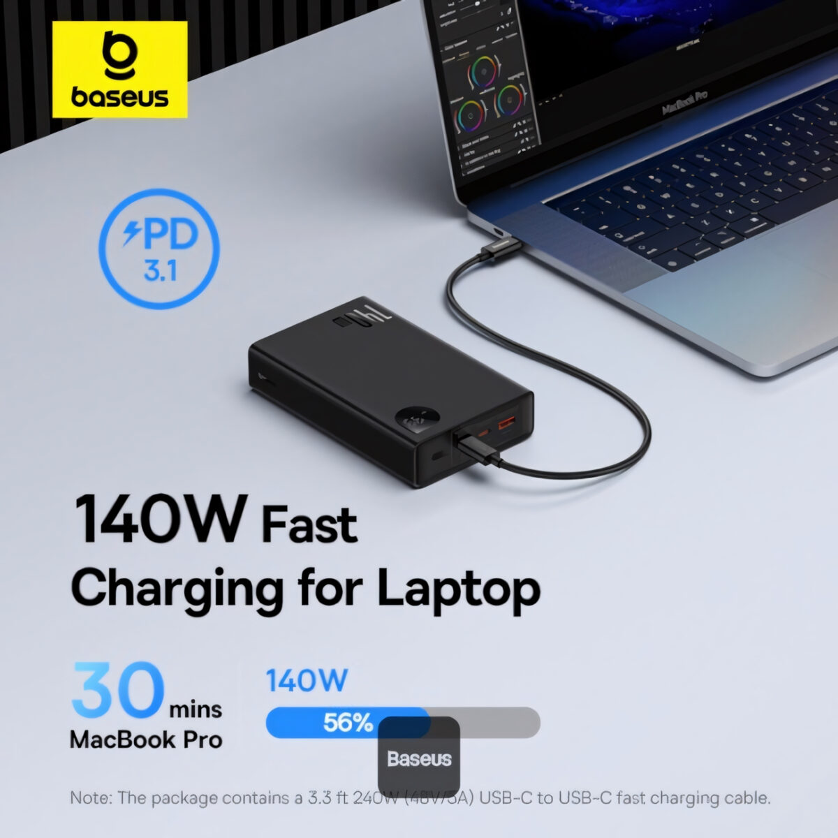 پاوربانک بیسوس مدل PPXJ2065 ظرفیت 24000 میلی آمپرساعت