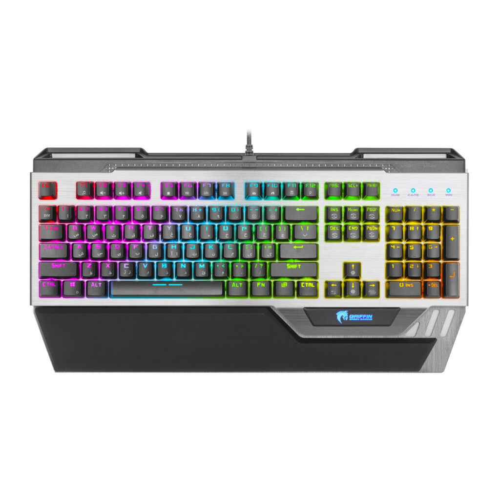 کیبورد گیمینگ گرین مدل GK803-RGB، مکانیکال سوییچ آبی، Full-Size، نورپردازی RGB