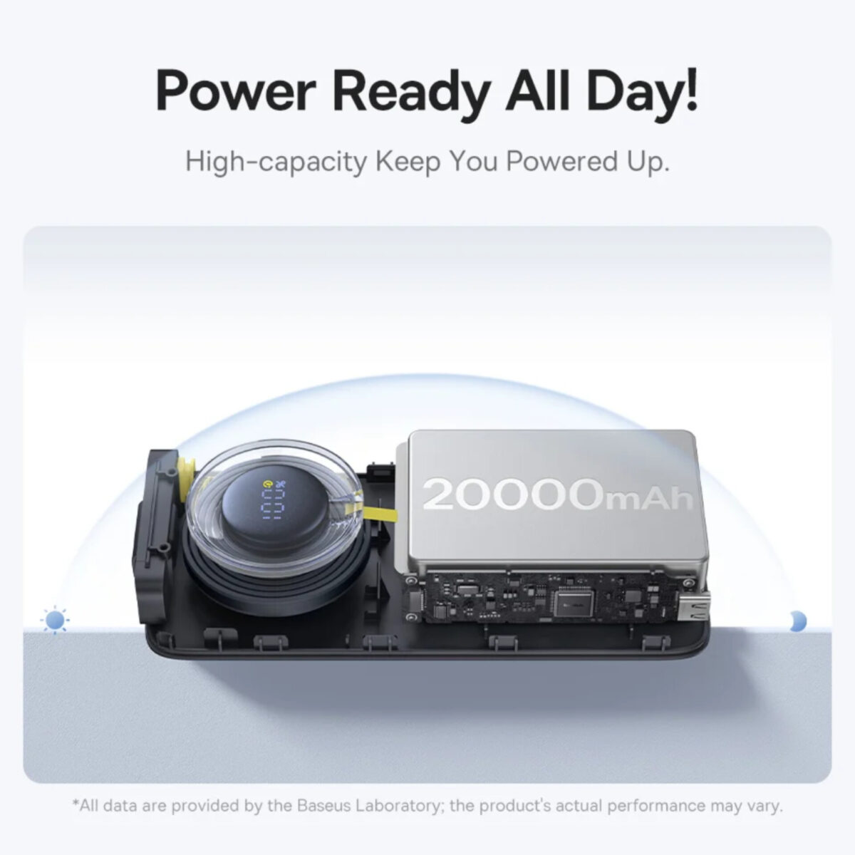 پاوربانک بیسوس مدل Free2Pull 65W ظرفیت 20000 میلی آمپر ساعت به همراه کابل USB-C