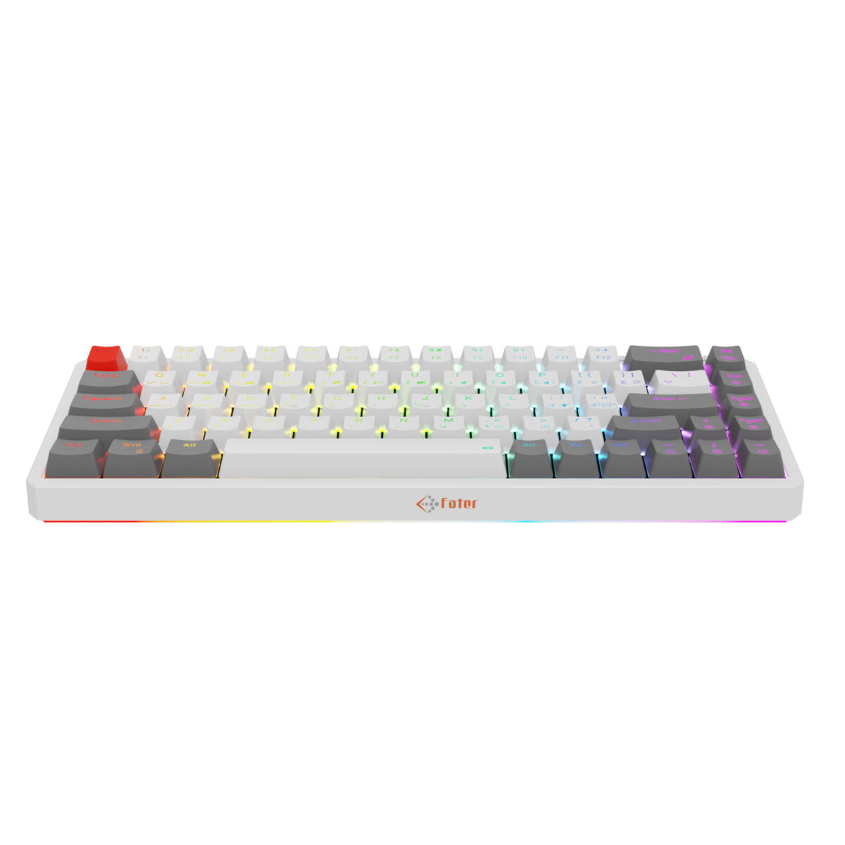 کیبورد گیمینگ فاطر مدل KCR-8000B، مکانیکال سوییچ قرمز، Tenkeyless، نورپردازی RGB