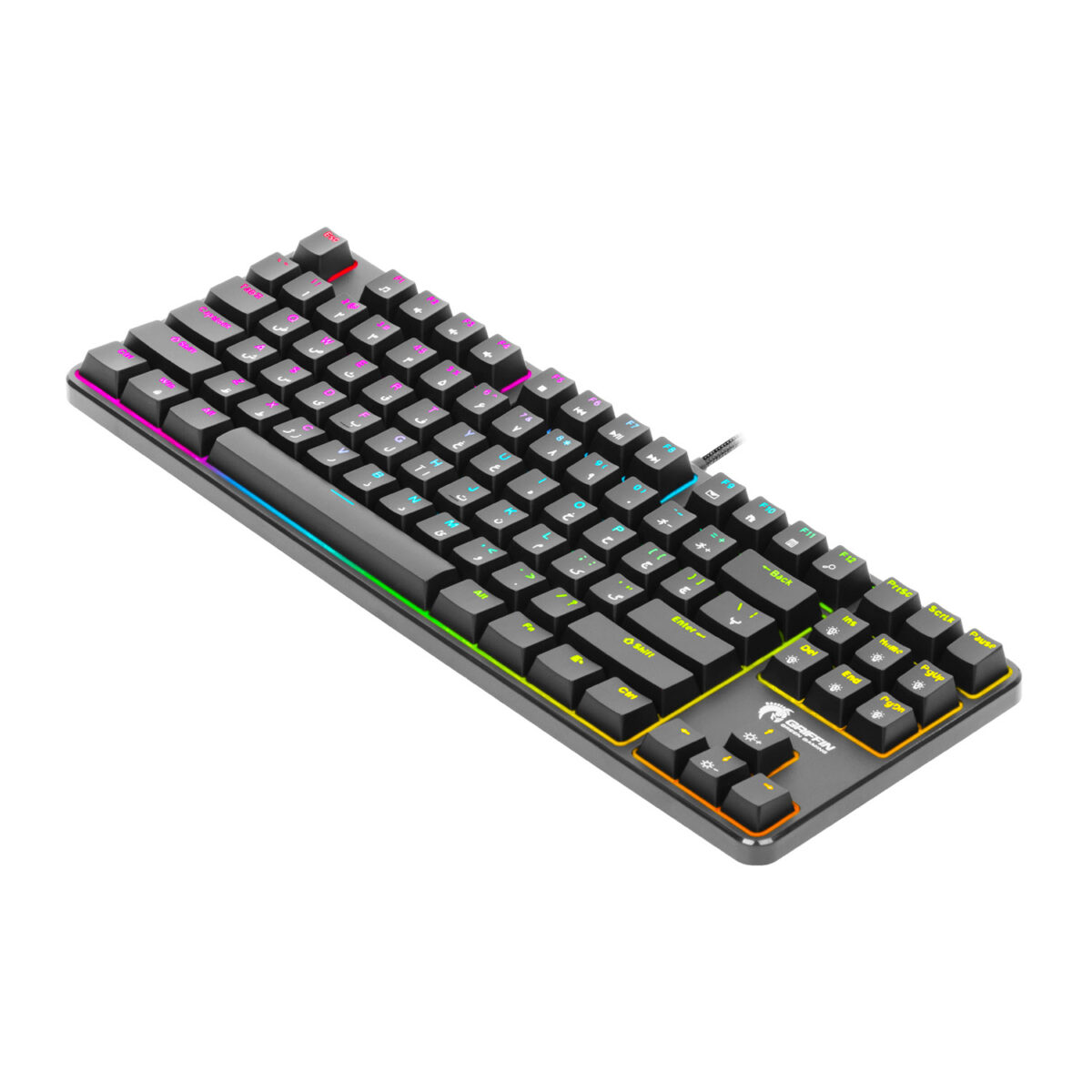 کیبورد گیمینگ گرین مدل GK801-RGB، سوئیچ مکانیکال آبی، Tenkeyless، نورپردازی RGB