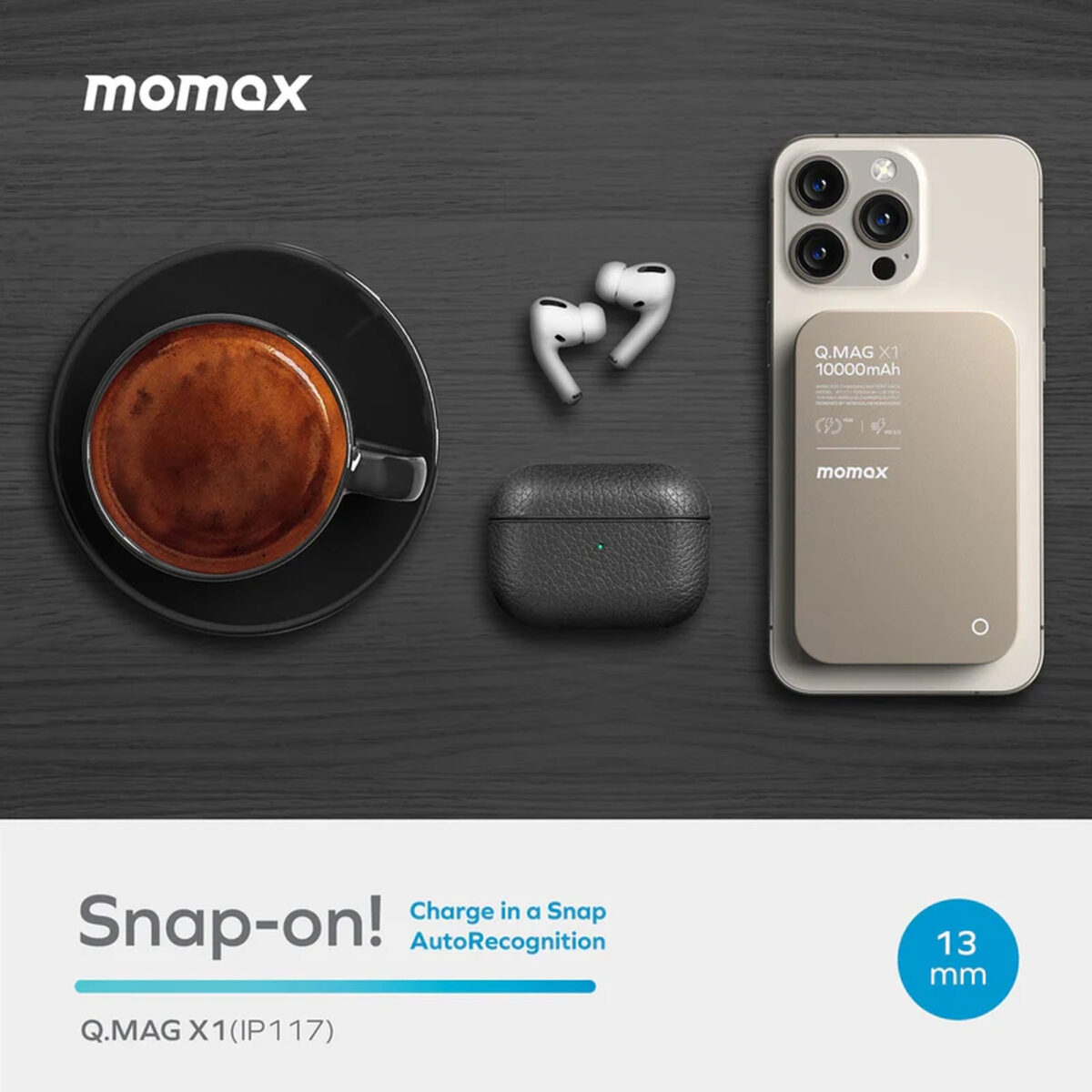 پاوربانک مومکس مدل QMAG X1 ظرفیت 10000 میلی آمپر ساعت