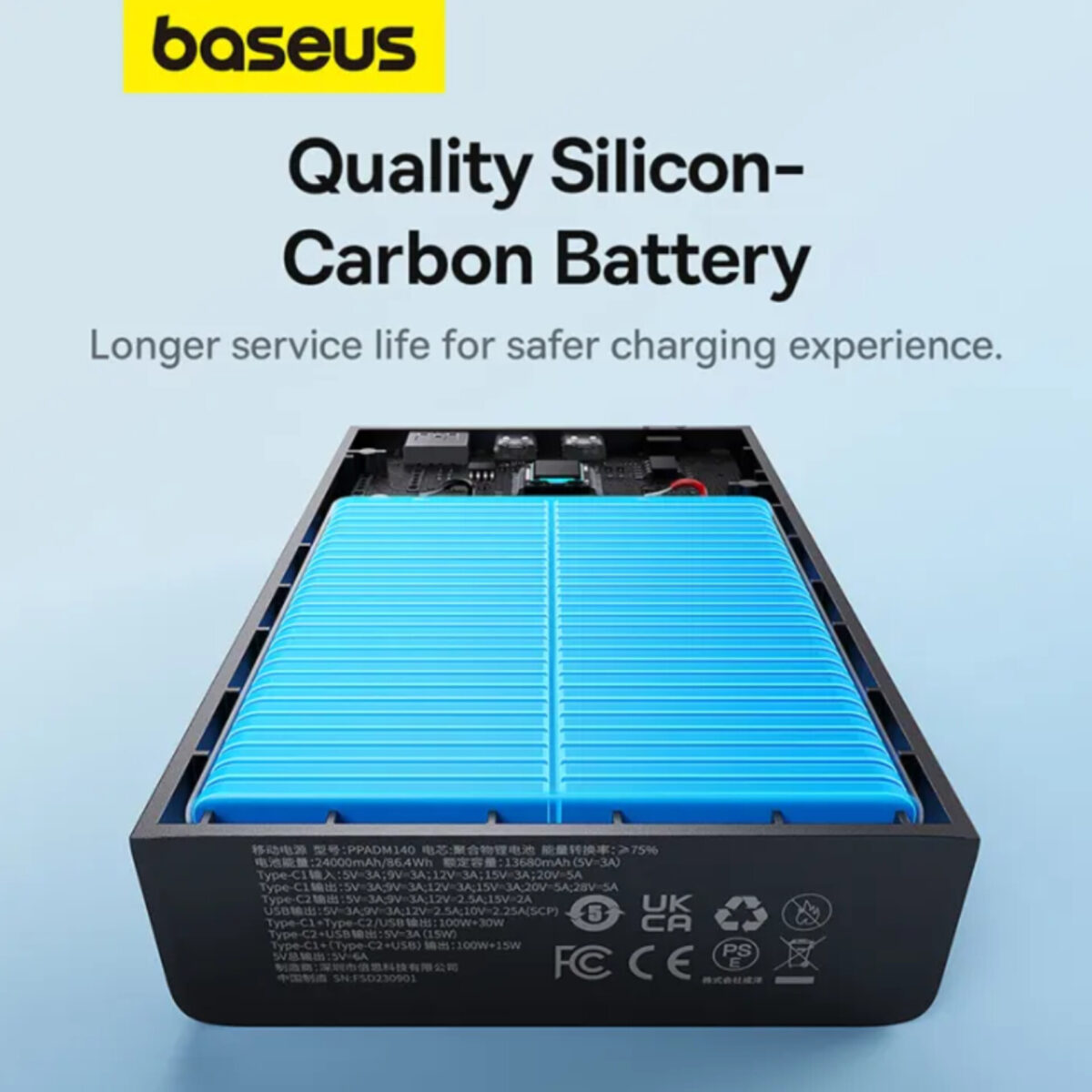 پاوربانک بیسوس مدل Adaman  140W ظرفیت 24000 میلی آمپر ساعت