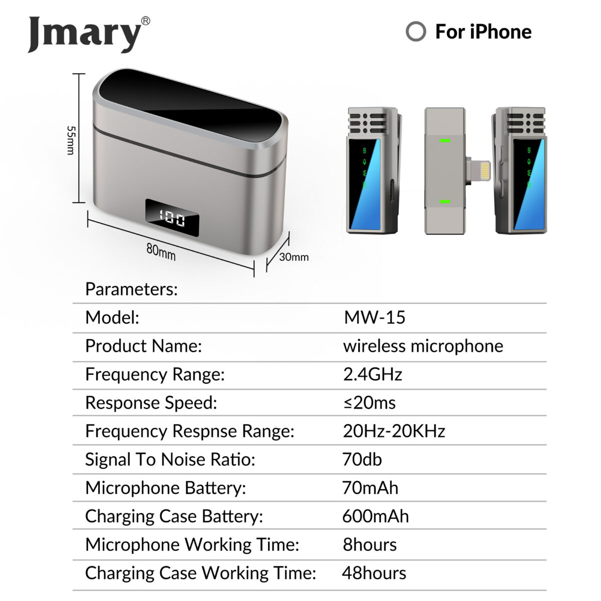 ست دوکاربره میکروفون بی سیم جی ماری مدل MW-15