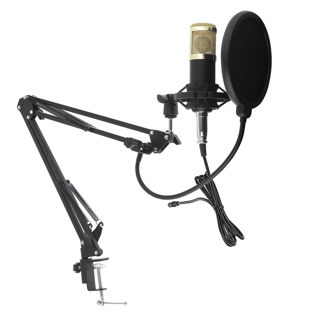 میکروفن کندانسر مدل legendary vocal به همراه کارت صدا و پایه تلسکوپی و پاپ فیلتر