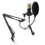 میکروفن کندانسر مدل legendary vocal به همراه کارت صدا و پایه تلسکوپی و پاپ فیلتر