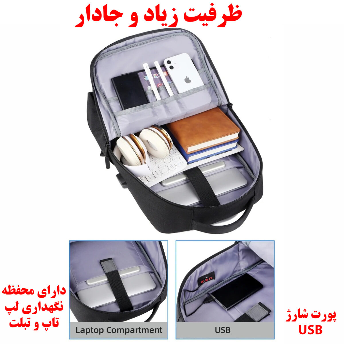 کوله پشتی لپ تاپ مدل 1139 مناسب برای لپ تاپ 14.1 تا 15.6 اینچی