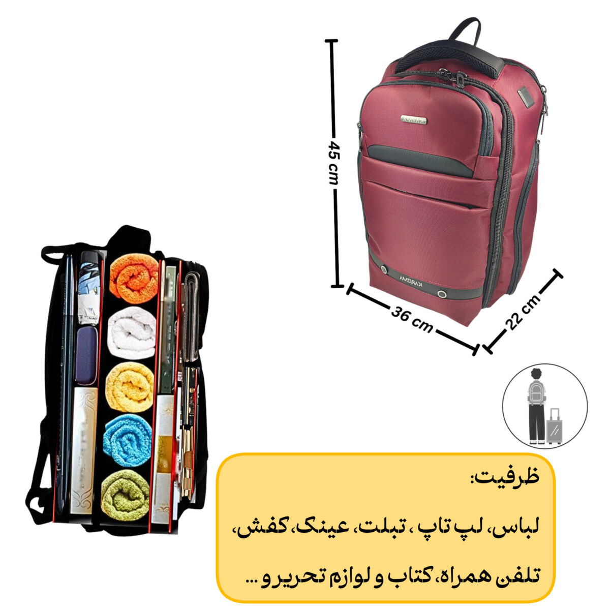 کوله پشتی لپ تاپ مدل Karma مناسب برای لپ تاپ 15.6 اینچی