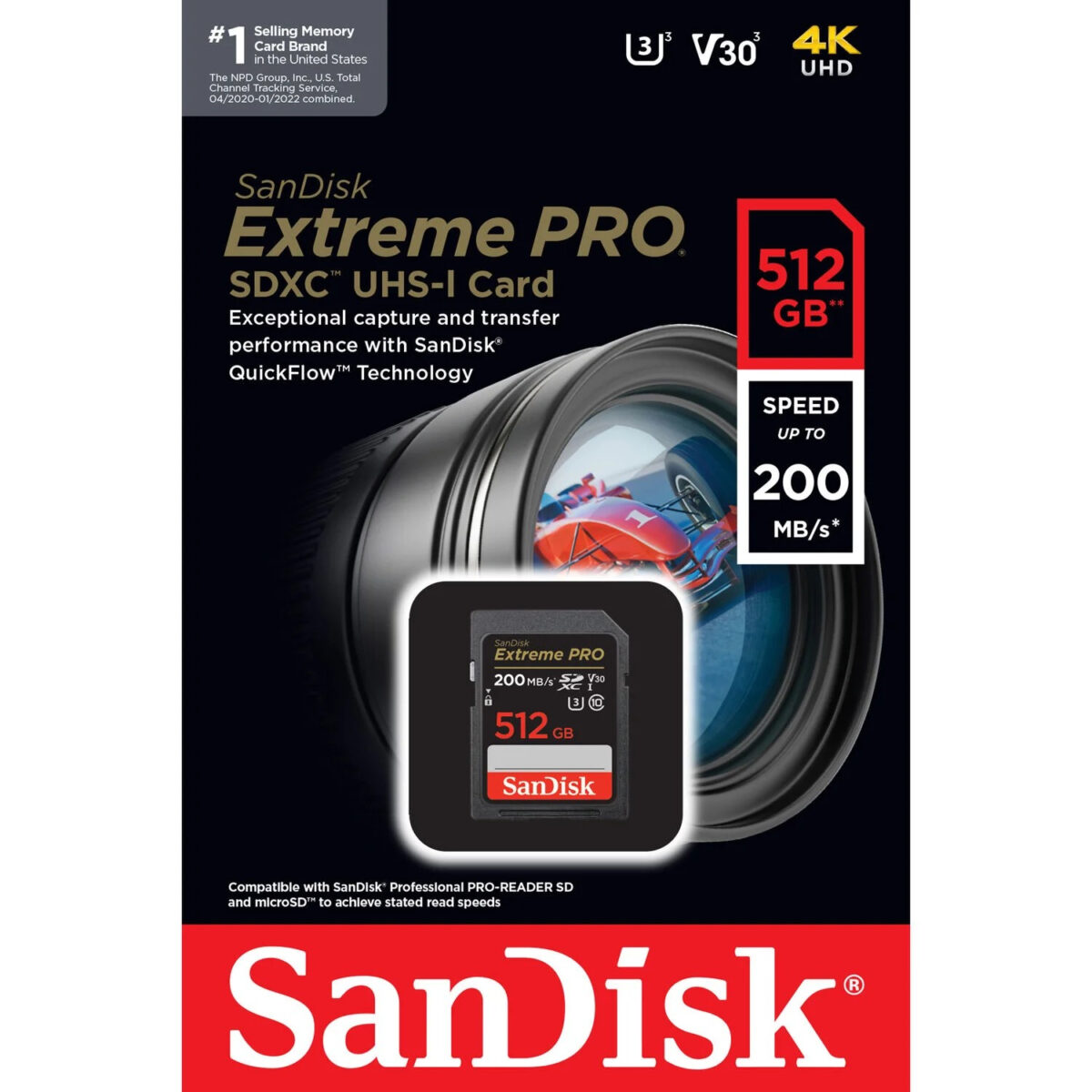 کارت حافظه SDXC سن دیسک مدل Extreme Pro V30 کلاس 10 استاندارد UHS-I U3 سرعت 200mbps ظرفیت 512 گیگابایت