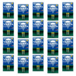 باتری نیم قلمی قابل شارژ وارتا مدل accus 1000 مجموعه 40 عددی