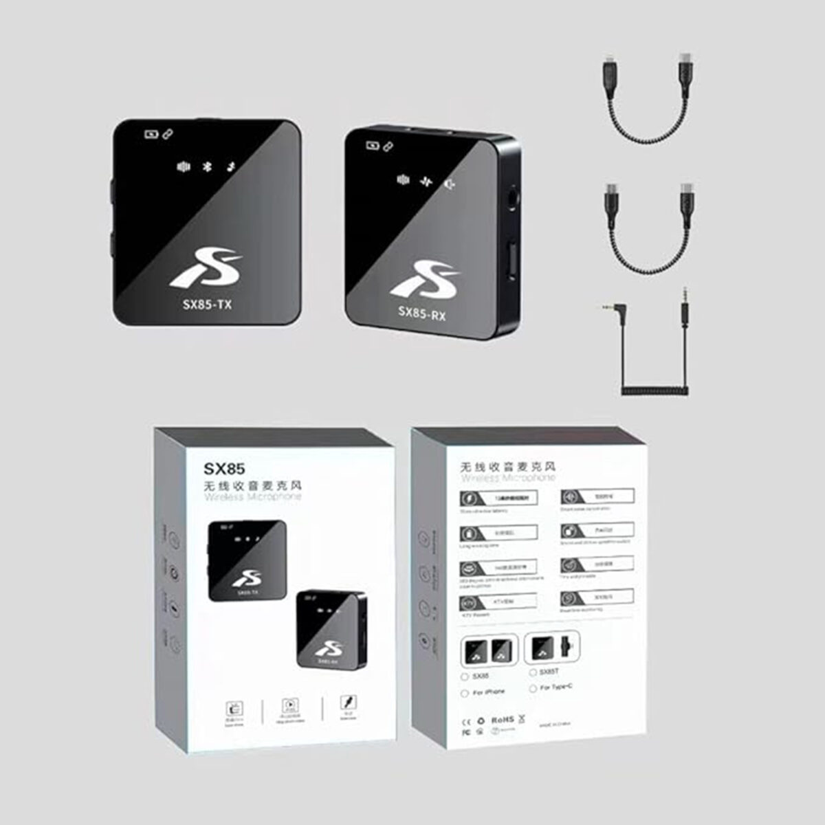ست میکروفن یقه ای بی سیم مدل SX85 Dual Mic Iphone